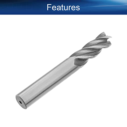 Image of Auniwaig 3 /8 inch Straight Shank End Mill Cutter, 4-Flute End Mill Bits,HSS-AL Spiral Bits, Round Shank Milling Cutting Tool for Stainless Steel Alloy Copper Metal 1Pcs