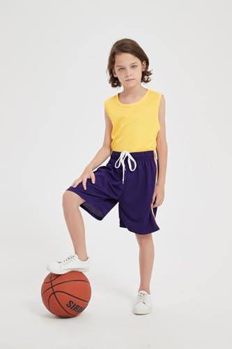 4-Pack Boys/Toddler Athletic Shorts Youth Basketball Shorts Mesh Quick Dry Kids Shorts Moisture Wicking Shorts（2-14Years）2
