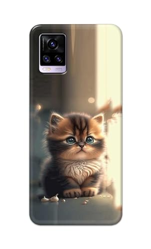 Image of Plastic Printfidaa Printed Hard Back Cover Case For Vivo V20 | Vivo V20 2021 Back Cover (Cute Cat) -112, Multicolor
