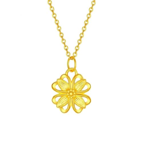 Collier d'or 24K pour femmes bijoux de fête chaîne courbe fleurs creuses