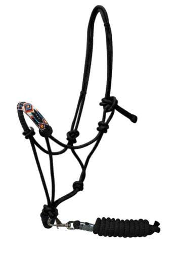 Showman Navajo Beaded Nose Cowboy Knot Rope Halter W/ 7' Lead! New Horse Tack! #TOP16