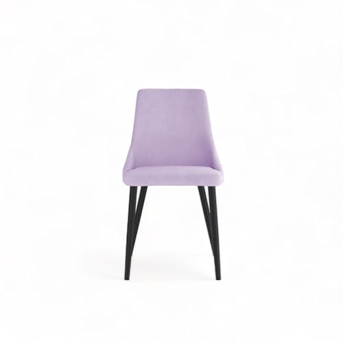 Image of Finch Fox Taskpro Modern Unique Velvet Upholstered Seating Living Room Dining Chair with Black Metal Legs in Lavender Color