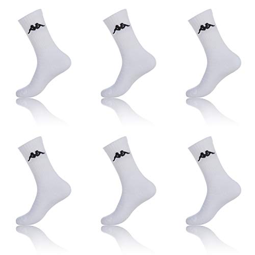 Kappa Chaussettes Sport Homme Respirant, Socquettes Homme, Liberté de Mouvement, Crossfit (Lot de 6), Blanc, 39/42