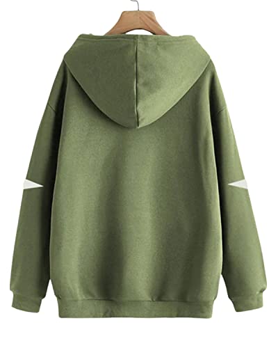 Image of JUNEBERRY Cotton Blend Fleece Regular Fit Elbow Cut Full Sleeve Stylish Hooded Neck Sweatshirt for Women & Girls (JB W208 Olive)
