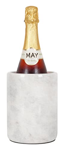 Radicaln Marble Wine Chiller 6.5" Inches White Handmade Insulated Cooler For Champagne - Wine Chiller & Beverage Coolers For Bar Accessories - Bottle Cooler, Wine Bottle Holder For Bar Décor