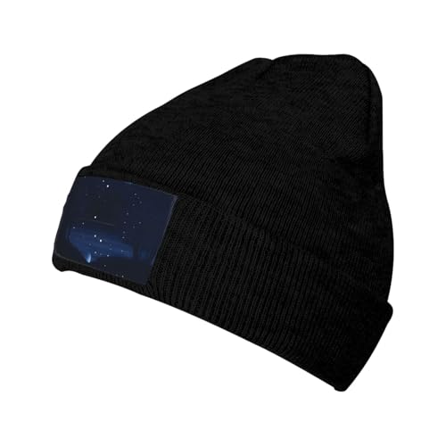Dark Blue Night View Winter Stretch Loose Knitted hat, Men's Velvet Patch Beanie hat, Unisex Outdoor Sports Travel Fashion Warm ski hat Dark Blue Night View Winter Stretch Loose Knitted hat, Men's Velvet Patch Beanie hat, Unisex Outdoor Sports Travel Fashion Warm ski hat