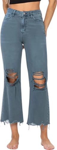 VERVET Women's Leslie Super High Rise 90's Vintage Cropped Flare