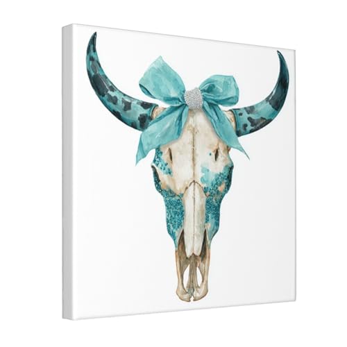 Lienzo de calavera de vaca moderno con marco para decoración de pared en dormitorio y salón 30x30
