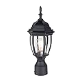 LIT-PaTH Outdoor Post Lighting Fixture Pole Lantern, E26 Medium Base Max 60W, Aluminum Housing Plus Glass, Matte Black Finish, 1-Pack