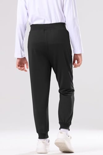 BINPAW 3 Pack Boy's Pull On Sweatpants Active Jogger Pants with Zipper Pocket Athletic Pants for Kids, Black/Dark Gray/Gray, 15-16 Years = Tag 1703