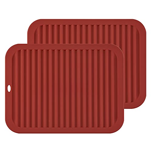 Smithcraft Alfombrillas de silicona grandes para mesa con soporte para ollas, uso multiuso y muchos colores para elegir (Merlot Rojo-Rectangular) Cover
