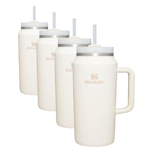 Image of STANLEY Quencher H2.0 Tumbler with Handle & Straw 64 oz, Flowstate 3-Position Lid, Large Capacity for Travel & Sports, Insulated Stainless Steel Cup, BPA-Free, Cream (Pack of 4)