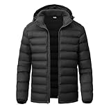 YSENTO Men's Down Alternative Jackets Lightweight Water-Resistant Winter Insulated Puffer Coat Detachable Hood, Black, L - Image 1