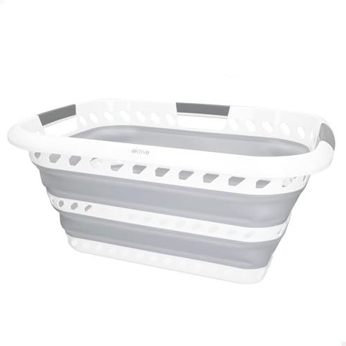 AKTIVE Cesta plegable 40 litros, Formato rectangular, 61 x 43 x 28 cm, Plegado compacto, Libre de BPA, Caja de almacenamiento portátil, Cesto ropa sucia plegable, Para hogar, Camping y picnic (63113)
