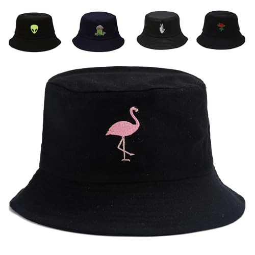 Image of Cotton Bucket Hat for Women Men Summer Travel Sun Beach Bucket Cap, Unisex Outdoor Fisherman Hat