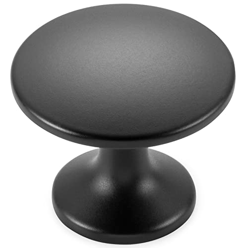 KOOFIZO Round Cabinet Knob - Black Pull Handle (Dia.30mm / 1.2 Inch), 10-Pack for Kitchen Cupboard Door, Bedroom Dresser Drawer, Bathroom Wardrobe Hardware