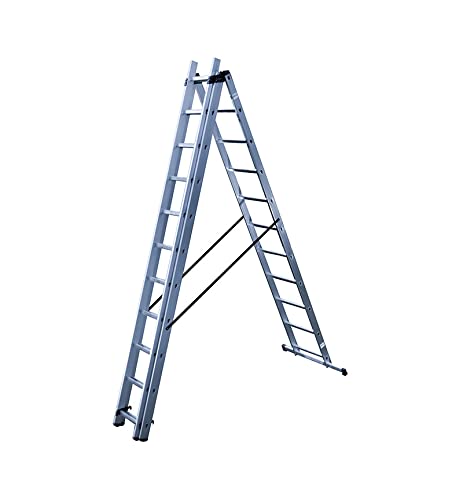 Echelle Transformable 3 Plans 3x11 échelons 7m/7,8m en Aluminium Hailo HobbyStep