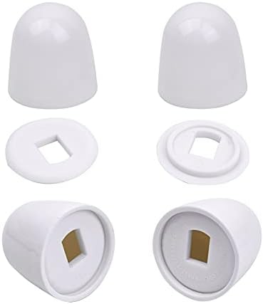 4 Pieces Toilet Bolts Caps, A.I.FORCE Toilet Bolt Covers, Universal Toilet Floor Caps with Extra Washers for Easy Installation, Plastic Round Push-On Toilet Bowl Bolt Caps Covers, 1.44" Height, Almond