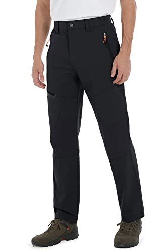 EKLENTSON Men's Trousers Water Resistant Lightweight Mountain Bike Trousers Stretch Quick Dry Trekking Pants for Hiking Black,36 - Image 3