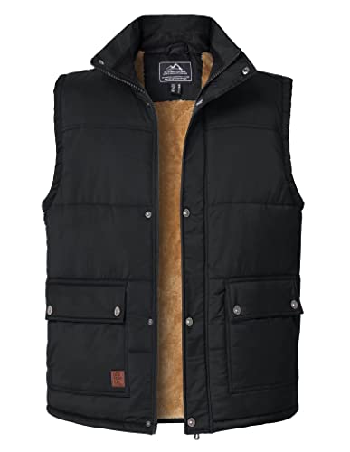 MAGCOMSEN Mens Gilet Fleece Lined Work Body Warmer Winter Thermal Golf Gilet Jackets with Pockets for Outdoor Fishing Hiking Hunting Black