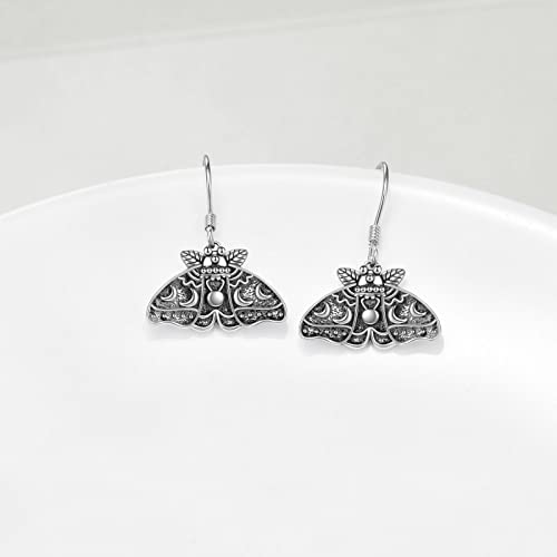 Luna Moth Dangle Earrings for Women Sterling Silver Wiccan Goth Death Moth Earrings Witchy Jewelry Gifts for Women Girls - Image 3