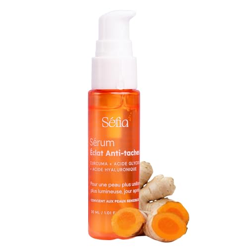 Séfia - Sérum Anti-Imperfections Visage 30 ml - Curcuma + Vitamine C + Acide Glycolique AHA - Atténue Taches & Unifie le Teint - Acide Hyaluronique - Tous...