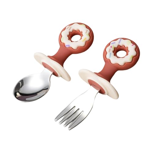 Juego de 2 cucharas de silicona para bebé, juego de tenedores LED para bebé, antiestrangulamiento, primeros utensilios de alimentación, cuchara, cubiertos, cubiertos