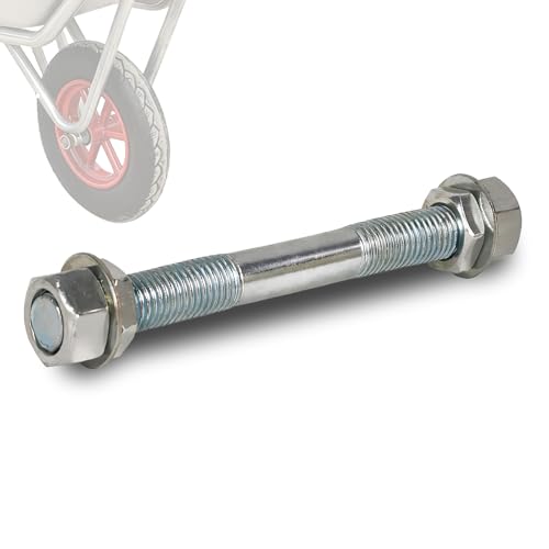 Axe pour brouette - Jeu d'essieux pour roue de brouette - Axe standard - Axe de rechange pour roue de brouette en caoutchouc plein - Axe de brouette pour pneu...