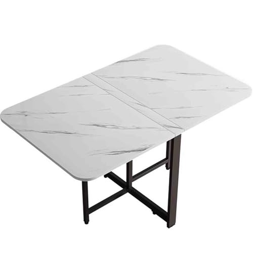 XDLEDMKIZ Mesa de Comedor Plegable Multifuncional, Cuadrada, de Alta Capacidad, con Tablero de imitación mármol para Uso doméstico, diseño Que Ahorra Espacio, p