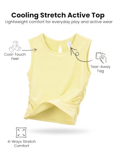 Image of WELAKEN Girls' Athletic Tank Top - Mesh Open Back Sleeveless Sports Shirt for Active Kids