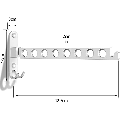 JOLY FANG Kleiderhaken klappbar, Wand Kleiderständer Kleiderlüfter Wandhaken Klapphaken für Balkon Badezimmer Waschküche (Silber, 8 Löcher)