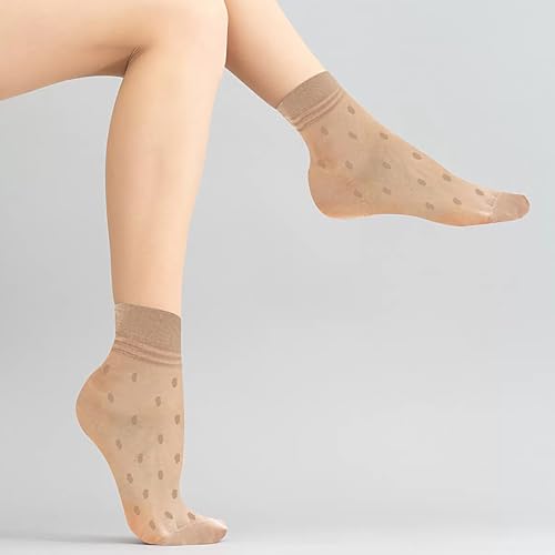 Image of 30 Pairs Women Ankle Sheer Socks Nylon Thin Transparent Cool Summer Socks Nude Black See Through Silk Lace Sock Clear Short Hosiery Breathable