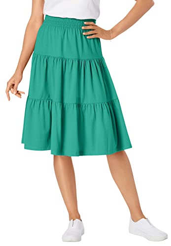 Woman Within Elastic-Waist Knit Tiered Skirt...