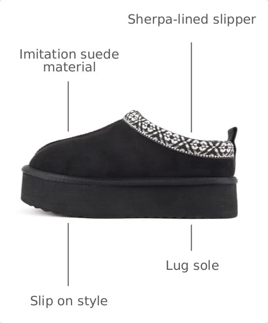Image of Soda inchEagle inch ~ Women Round Toe Slip-On Flatform Lug Sole Sherpa-lined Slipper with Stitch Details