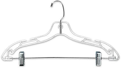 Juego de perchas de plástico para colgar ropa, 100 unidades, tamaño transparente, 17 pulgadas, con clip de agarre, para ropa, para ropa, para colgar