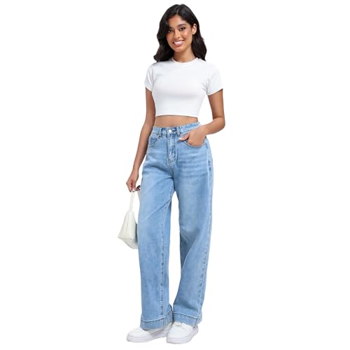 Womens Baggy Jeans Wide Leg Boyfriend Denim Pants Medium Rise Casual Jeans Full Length3