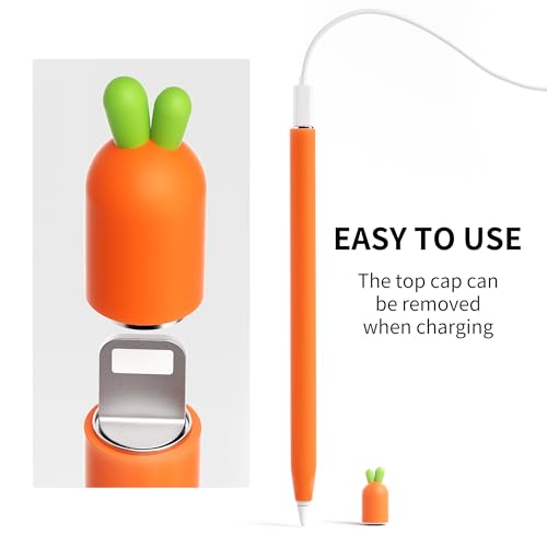 Image of ELETIUO Soft Silicone Sleeve Apple Pencil Case Compatible with Apple Pencil 1st Generation, Carrot Touch Screen Pen Protective Cover Accessories Compatible with iPad Pro 9.7 inch /10.5 inch /12.9 inch