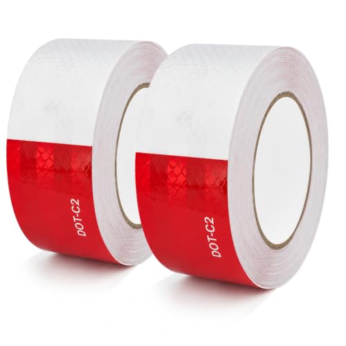 DOT-C2 Reflective Safety Tape 2 Inch x 200 Feet Red White Conspic...