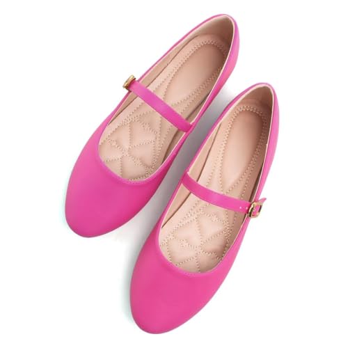 Image of TN TANGNEST Leather Flats for Women Retro Mary Jane Flats | Comfortable Square Toe Slip On Flats with Buckle Strap, Soft Work Flats Office Shoes