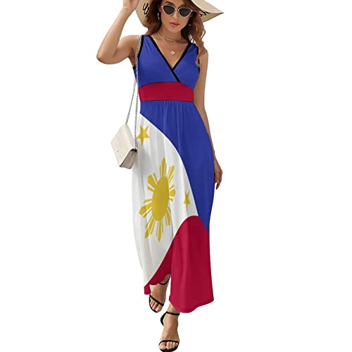 Adugen Origei Philippines Flag Sleeveless Dress Dress Ladies Casual Fashion Body Dress for Women XL