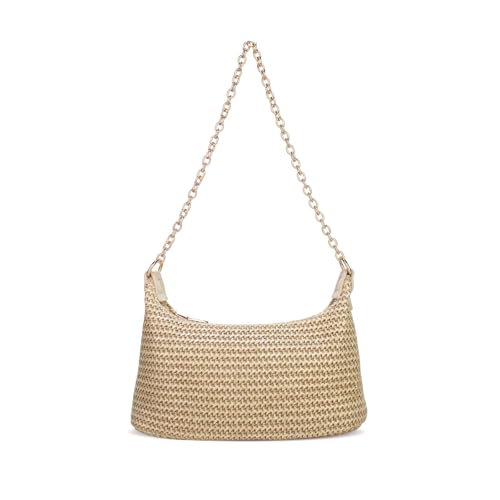 Bolso de hombro tejido en paja para mujer miniatura 1