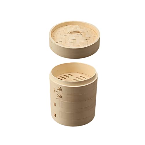 loyfreeyo 蒸し器 蒸籠 竹蒸し器 蒸し料理 蒸しセイロ せいろ蒸し器 食卓 料理 中華セイロ 美味しい ふっくら 蒸す 調理器具 キッチン用品 多用途 耐熱耐久 水洗い可能 繰り返し使用 ヘルシ小籠包 家庭用 (15cm 本体3個・蓋1個)