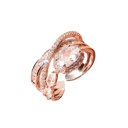 Image of SALTY Anti Tarnish Royal Diamond Crown Finger Ring for Women | Adjustable Fancy Jewellery Design | Fashion Accessories for Girls | Minimal Jewelry | Marriage, Birthday | Gift for Valentine Day