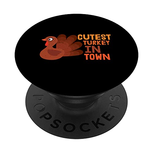 Cutest Turkey In Town Thanksgiving Family Kids Matching PopSockets Swappable PopGrip, Black