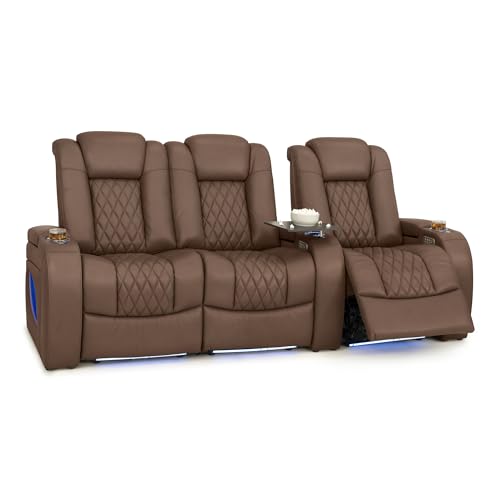 Image of Seatcraft Virtuoso LT Home Theater Seating Tobacco Single Recliner | Italian Leather, Zero Gravity, Heat & Massage, Powered Headrest & Lumbar, Power Recline, Wall Hugger