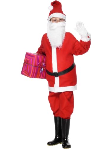 Smiffy's Fato infantil de Pai Natal, Vermelho, com casaco, calças, gorro e cinto para Halloween
