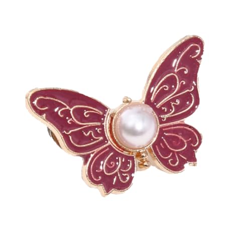 Floral Pearl Butterfly Waist Button, Jeans Button, Detachable Decorative Waist Button.-Red