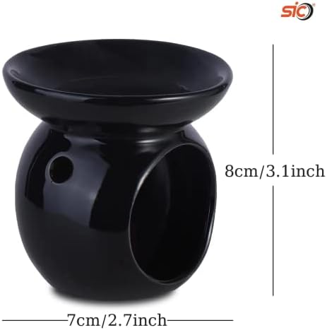SIC ® Wax Melt Burner  Wax Burner  Oil Burner for Wax Melts  Candle Wax Burner  Ceramic Oil Burner  Wax Melts Holder  Melt Burner (Black)