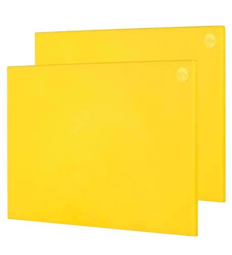 CURTA 2-Pack Yellow Cutting Boards for Kitchen, 24" x 18" x 0.5" Color Coded Plastic Chopping Board with Anti Slip Surface Dishwasher Safe