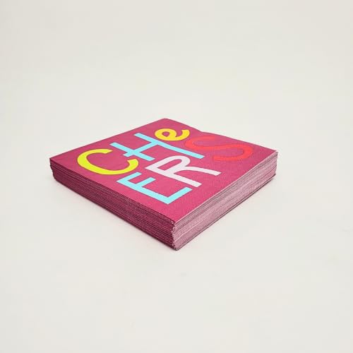 Image of Punch Studio 30-Count Disposable Paper Decorative Cake /Cocktail Party Napkins, 5 inch Square, Cheers